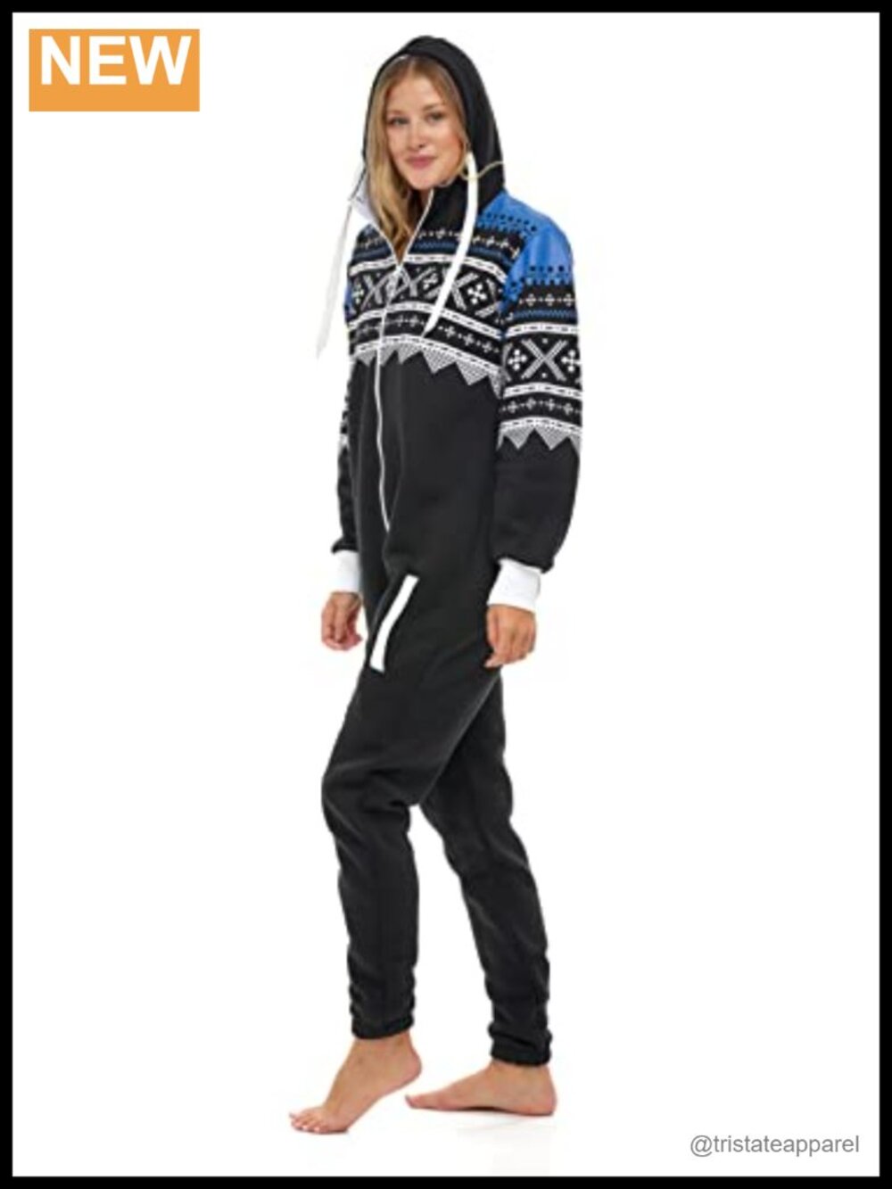 Women's Fleece Onesie Non-Foot One Piece Pajama Jumpsuit Long Sleeve Zip Front